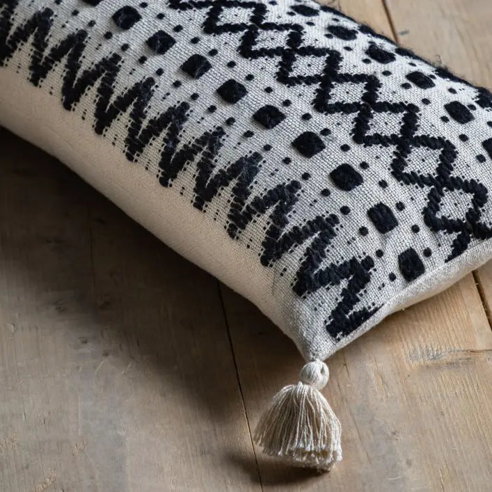 Black & Cream Tufted Cushion